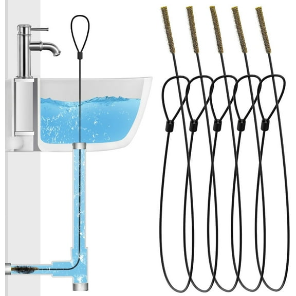 5-Pack 30" Upgraded Anti-Break Drain Snake Hair Clog Remover – Heavy-Duty Metal Core with Nylon Shield | Quick-Clear Plumbing Tool for Shower, Bathroom & Kitchen Sink Drains