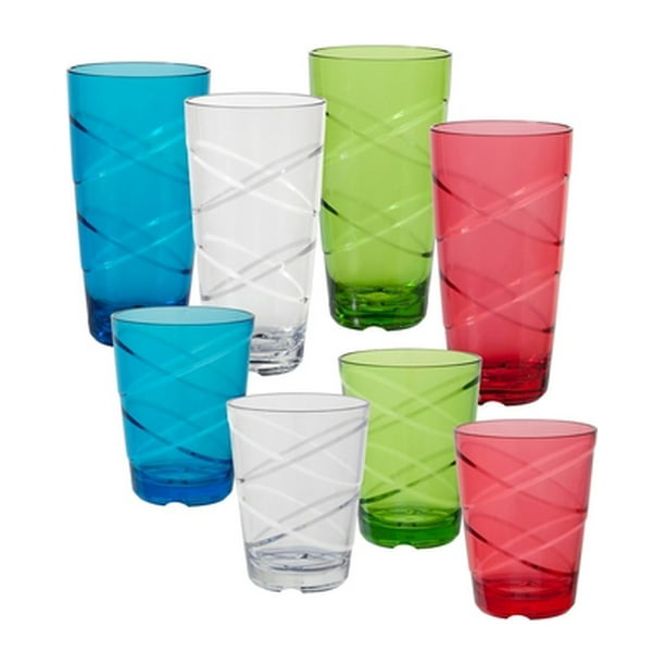 CreativeWare Circus 24Ounce/16Ounce Assorted Tumblers, Set of 8