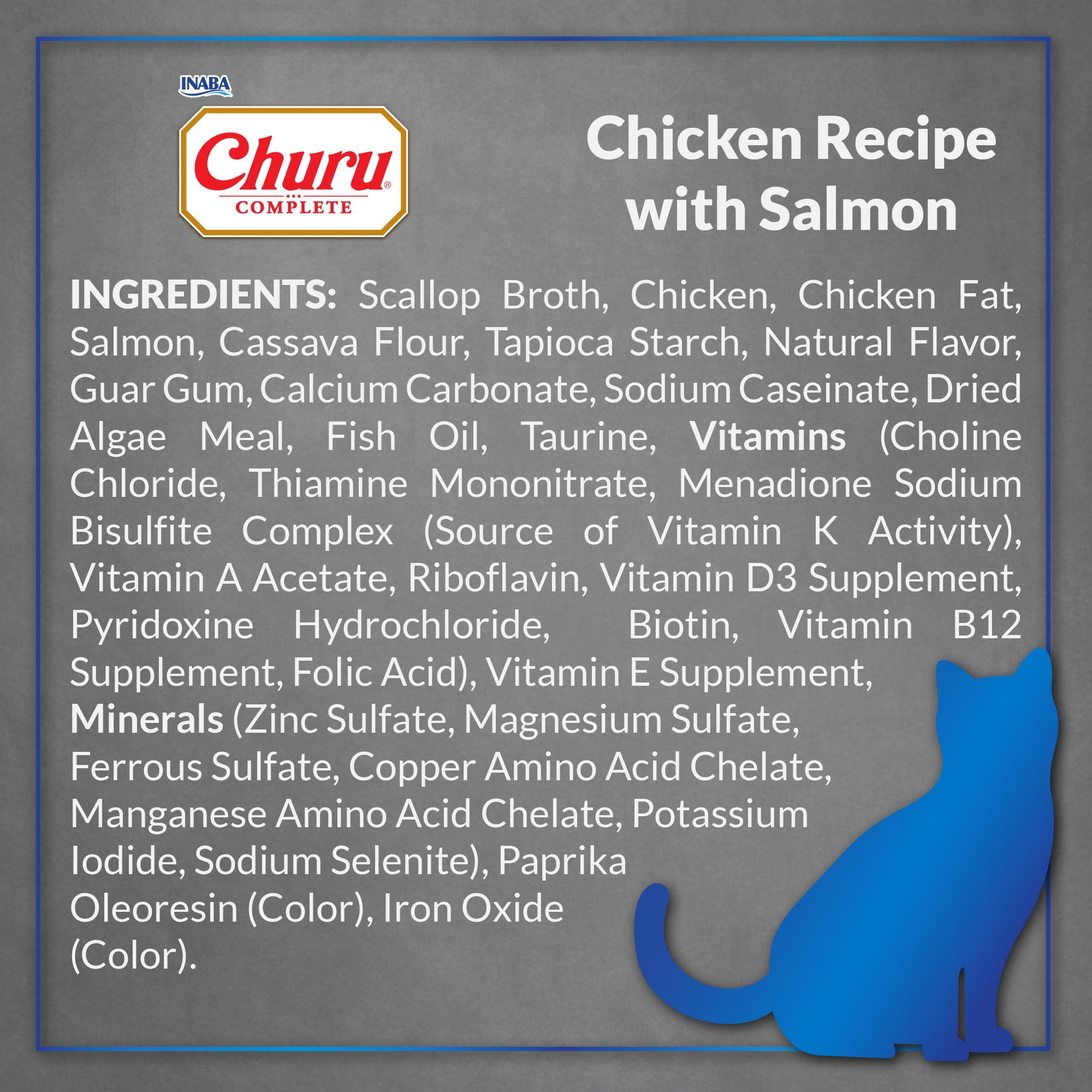 (16 pack) INABA Churu Complete Pate Wet Cat Food with Fish Oil, 1.23oz. per Serving, 2 Servings, Chicken Recipe with Salmon