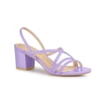 thumbnail image 1 of BLISSFUL STEP Women's Solid Color Strappy Slingback Block High Heels Sandals Purple 6, 1 of 7