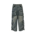 thumbnail image 5 of Pants for Girls Cargo Denim Loose Wide Leg Retro Style Heavy Duty Jeans Arrivals Activewear, 5 of 8