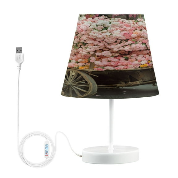BZSMCE Table Lamp Creative Flower Cart with Blossoms Simple Pattern Night Light