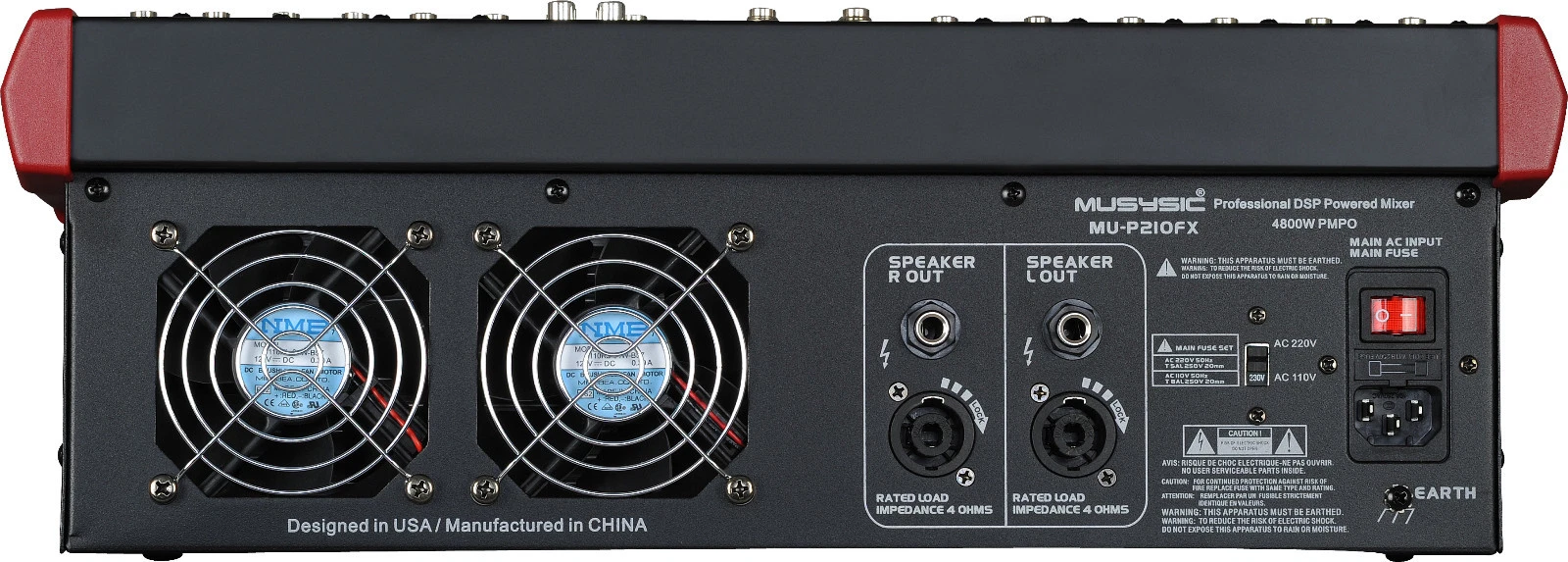 MUSYSIC MU‑P210fx Professional 10‑Channel Powered Mixer – 4800W PMPO, Bluetooth, USB/SD, 24‑Bit DSP Effects, 7‑Band EQ, XLR Inputs, Phantom Power