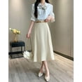 thumbnail image 6 of new spring and summer new simple and fashionable A-line skirt women's suit fabric mid-length apricot skirt women's skirt with belt-Apricot-One Size, 6 of 7