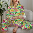 thumbnail image 6 of Uemuo Multicolored Tropical Pattern Womens Pajama Sets,PJ Set for Women,Pajamas for Women Logo,Long Sleeve Pajama Set for Women,Soft Long Sleeve Top With Pants-Large, 6 of 9