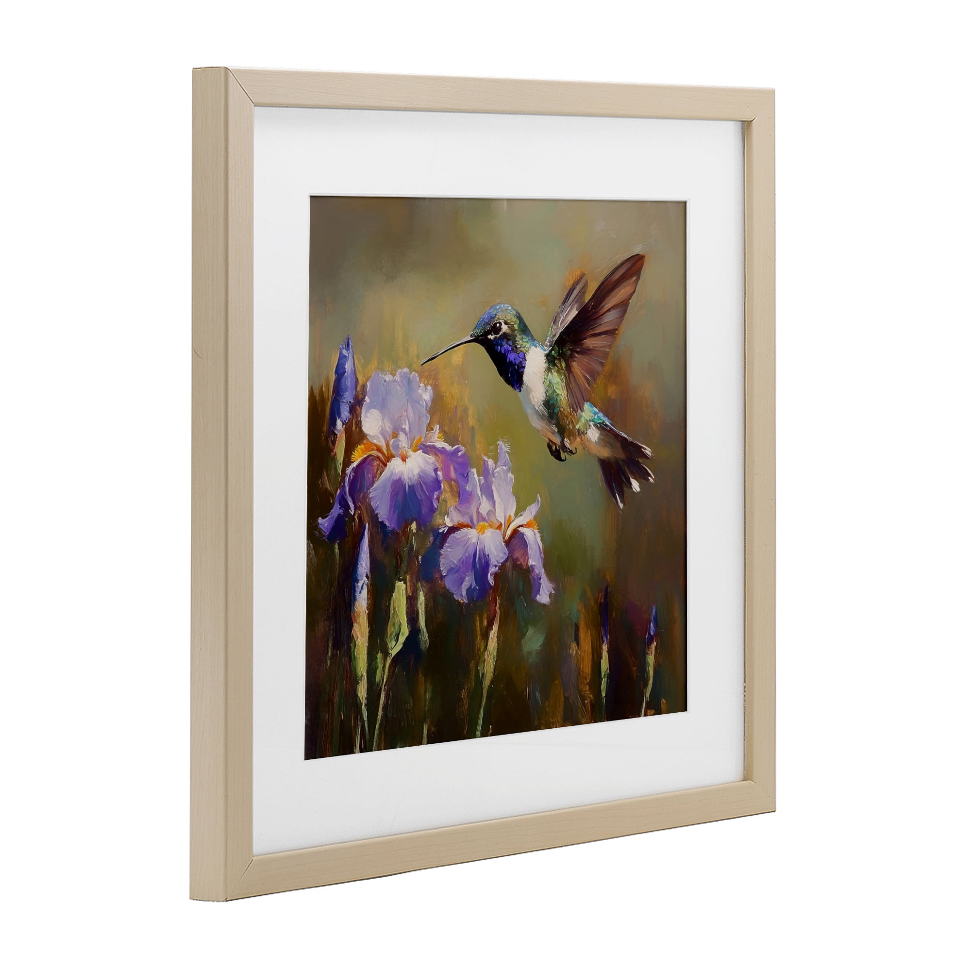 Stupell Industries Hummingbird & Purple Irises Birch Framed Print Under Glass, design by Tina LeCour