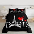 thumbnail image 2 of Homewish Cartoon Eiffel Tower Queen Comforter Set, Anniversary Love Heart Bedding Sets, Romantic Paris Reversible Bedding Comforter Set, Lightweight Room Decor, 3-Piece, 2 of 8