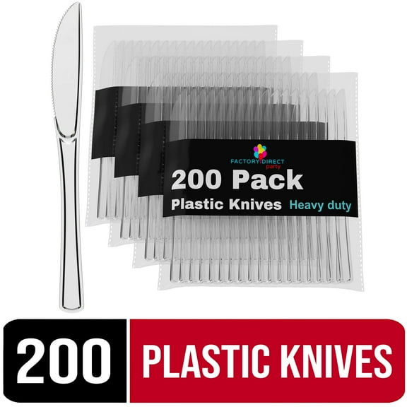 Exquisite Disposable Knives - 200 Clear Plastic Knives - Clear Party Supplies