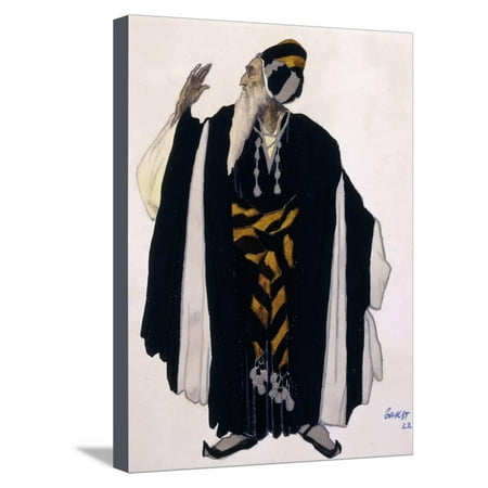 Costume Design for a Jewish Elder for the Drama 'Judith', 1922 (Pencil, W/C and Gouache on Paper) Stretched Canvas Print Wall Art By Leon