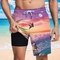 thumbnail image 5 of Miqool Men's 2 in 1 Swim Trunks with Compression Liner, Quick Dry Beach Shorts with Pockets, Summer Hawaiian Print Bathing Suit for Swimming Surfing, 5 of 9