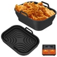 thumbnail image 3 of POINTERTECK Collapsible 2 Pack Air Fryer Silicone Liners Rectangular Air Fryer Silicone Pot  Reusable Silicone Air Fryer Basket for Air Fryer Accessories (Black), 3 of 11