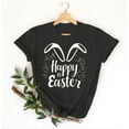 thumbnail image 4 of Cavosen Happy Easter Womens Short Sleeve Tops Dressy Summer Bunny Funny Letter Print Pullover Shirts Crewneck Festival Blouse Vacation Holiday T Shirts Loose Tees Black S, 4 of 5