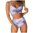 thumbnail image 1 of Traje de baño Lorddream de dos piezas con estampado floral, cintura alta y cruzado, top push up cruzado y espalda anudada., 1 of 8
