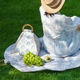 thumbnail image 4 of Foldable Waterproof Picnic Blanket with Carry Handle - Thick Padded Outdoor Mat for Beach, Portable Outdoor Blankets Tote Bag with Zipper, Thick Padded Round Mat, for Park, Hiking, Travel (S), 4 of 7