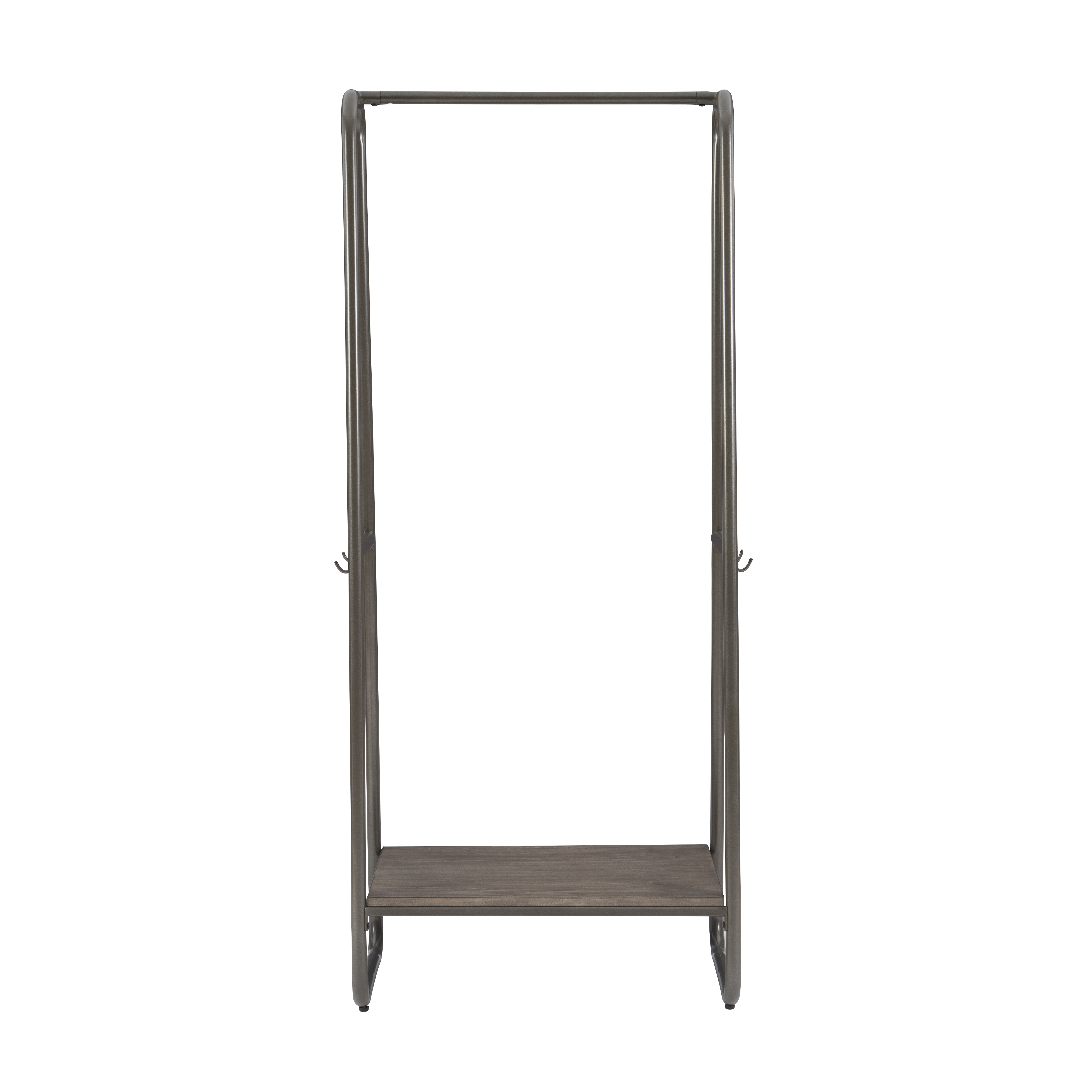 Linon Athania Kids Contemporary Clothing Rack Hall Tree with 4 Hooks and Shelf, Pewter