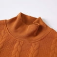 thumbnail image 5 of Men's Turtleneck Sweaters Cable Knitted Pullovers Warm Winter Sweater Tops Orange M, 5 of 6
