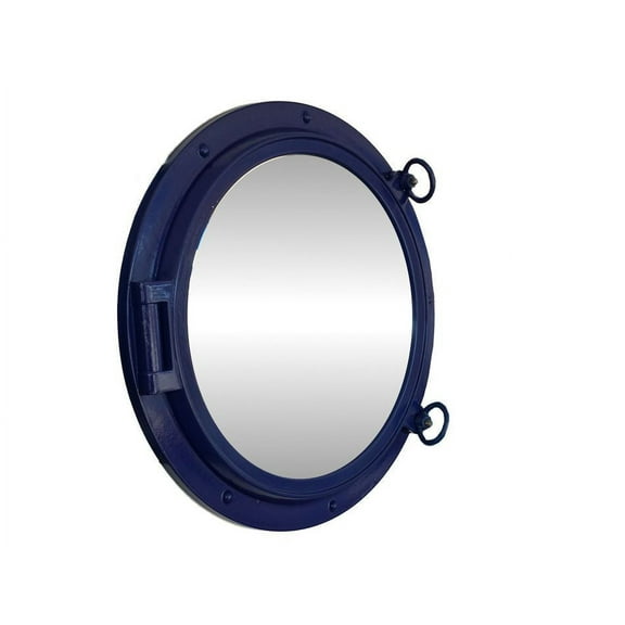 Navy Blue Decorative Ship Porthole Mirror 24"