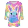 thumbnail image 5 of Cavosen Happy Easter Womens Shirts 3/4 Sleeves Blouse Summer Bunny Tie Dye Print Pullover Shirts Crewneck Holiday Tops Vacation Festival Tee Shirts Casual Dressy T Shirts L, 5 of 5