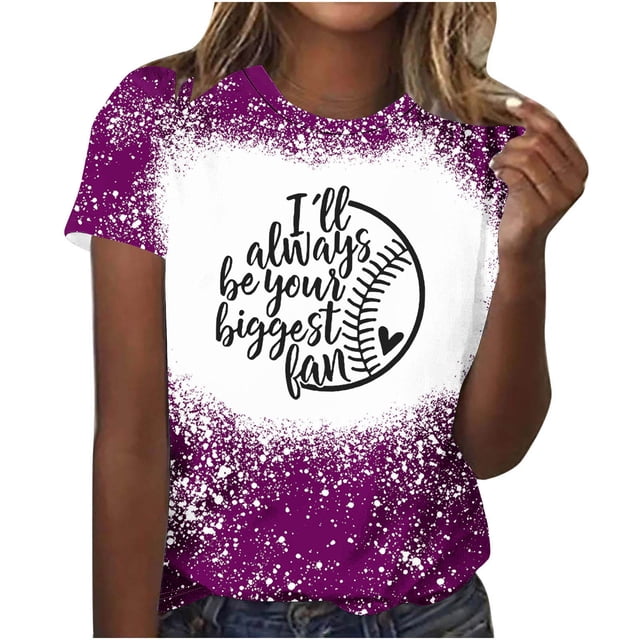 Camisas de Mujer Casual Impreso Cuello Redondo Manga Corta Superior, Blusa de Moda para Uso Diario Y de Fiesta