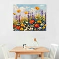 thumbnail image 2 of JEUXUS  Flowers Wall Art Canvas Daisy Colorful 3d Textured Picture Landscape Wildflowers Painting, Purple Yellow Floral Artwork Large Framed for Living Room Bedroom Bathroom Office Home Decor, 2 of 6