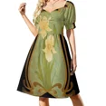 thumbnail image 2 of Vestido de manga corta con flores Art Nouveau vestidos de noche sueltos para mujer vestidos sueltos con polar, 2 of 8