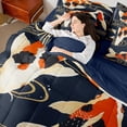 thumbnail image 4 of jejeloiu Boho Bohemian Fish 7-Piece Twin Bedding Sets,Japanese Style Bedding Comforter Set,Beige Red Black Sheet Sets For Men Women,Ultra Soft Home Decor Reversible, 4 of 8
