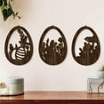 thumbnail image 5 of SIYTUAU Set Of Three Wooden Hollow Carved Easter Egg Wall Hangings With Rabbit And Beehive Designs For Holiday Party Or Home Wall Decor, 5 of 5