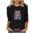 thumbnail image 3 of lcziwo Mother's Day Gifts Women's Happy Easter Shirt 3/4 Sleeve Funny Tops Cute Rabbit Graphic Tee T-Shirts 2025 Vacation Outfits Pink XL, 3 of 5
