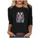 thumbnail image 1 of Mujeres 3/4 Manga Tops Impresión Casual Cuello Redondo Camiseta Top Blusa, Poliéster Toda la Temporada, 1 of 4