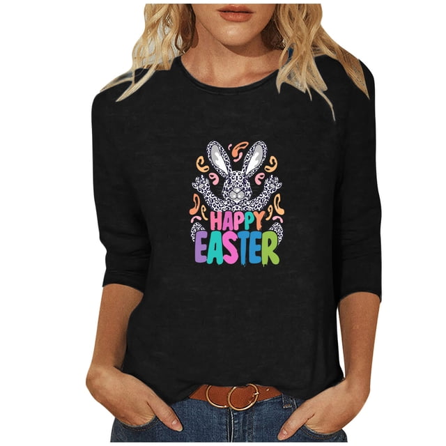 Mujeres 3/4 Manga Tops Impresión Casual Cuello Redondo Camiseta Top Blusa, Poliéster Toda la Temporada