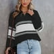 thumbnail image 2 of Jersey de punto para mujer, suéter con cuello levantado, cremallera frontal, hombro caído, manga larga, cálido para invierno y otoño, 2 of 7