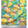 thumbnail image 1 of Soimoi Crepe Silk Fabric Flower & Leaves Watercolor Printed Fabric 1 Yard 42 Inch Wide, 1 of 3