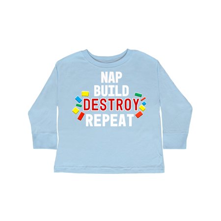 

Inktastic Nap Build Destroy Repeat with Colorful Building Blocks Gift Toddler Boy or Toddler Girl Long Sleeve T-Shirt