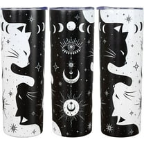 Goth Cat Lover Tumbler, 20oz Insulated Stainless Steel Coffee Mug with Lid and Straw, Gothic Gift for Women