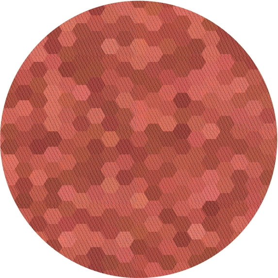 Ahgly Company Indoor Round Patterned Bright Orange Area Rugs, 4' Round
