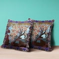 thumbnail image 4 of Amrita Sen Designs  16 x 16 in. Tree Oil Duo Suede Blown & Closed Pillow - Cream, Blue & Brown, 4 of 5