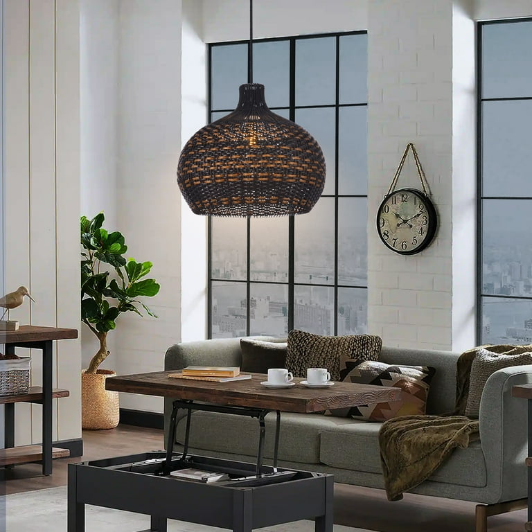 BrightWarmHome Wabi-sabi Black Rattan Pendant Light For BrightWarmHome Wabi-sabi Black Rattan Pendant Light For