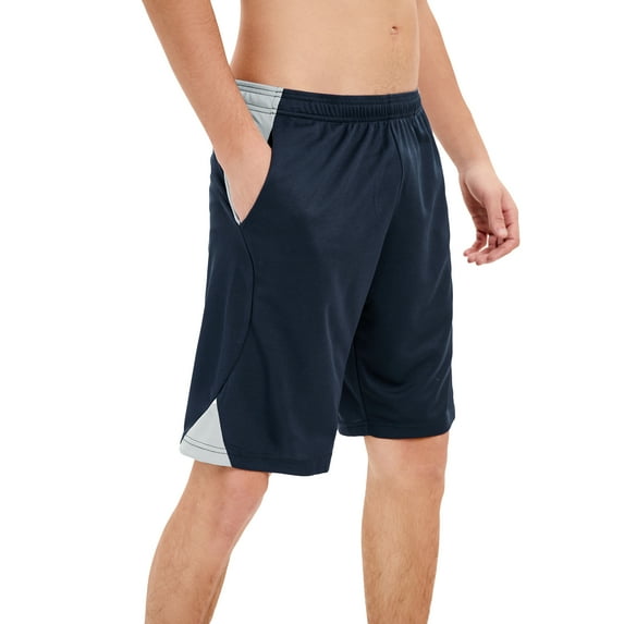 Mens Running Shorts Quick Dry Gym Athletic Workout Clothes with Side Pockets, Gray, XL