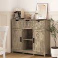thumbnail image 2 of Wooden Storage Cabinets with Drawers and Adjustable Shelves, Wooden Storage Organizer, Accent Cabinet for LivingRoom, Bedroom, Bathroom, Gray, 2 of 7