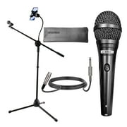 Ultimate Mic Stand Combo: 5 Core Mic Stand with Tablet/Phone Holder + Premium Vocal Dynamic Mic for Singing, Karaoke, and Studio Bliss MS MOB+ND58
