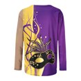 thumbnail image 5 of Aloohaidyvio Mardi Gras Shirts,Womens Mardi Gras T-shirt Printing Crew Neck Glitter Stitching Party Long Sleeve Tops, Mardi Gras Clothing, 5 of 5
