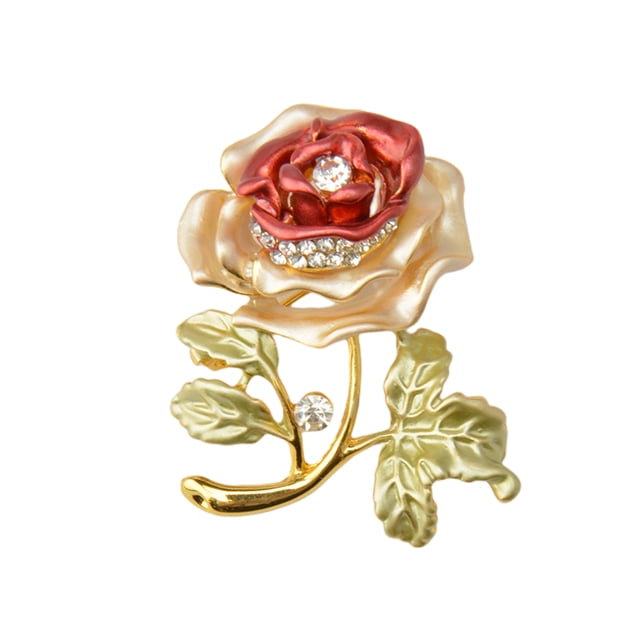 Broches para Mujeres Girls Rose Rhinestones Enamel Pins Glitter Broche Joyería Joyería Vestido de noche Decoraciones Accesorios para mujer Rosa Inevent EL005987-00