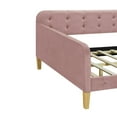 thumbnail image 4 of Pink Tufted Headboard Sofa Bed, Full Size Upholstered Daybed with Handrail and 4 Support Legs, Modern Velvet Platform Bed for Livingroom Bedroom, 4 of 8