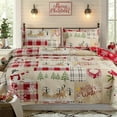 thumbnail image 3 of 3pcs Christmas Quilt Twin/Queen/King Christmas Bedding Set, Xmas Tree Elk Snowflake Christmas Holiday Quilt Set, Rustic Cabin Lightweight Reversible Microfiber Christmas Bedspread Coverlet Ultra Soft, 3 of 22