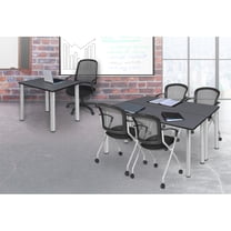 Regency Kee 42 in. Medium Square Breakroom Table- Grey Top, Chrome Legs