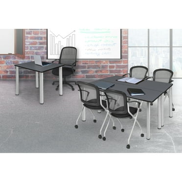 Regency Kee 36 in. Medium Square Breakroom Table- Grey Top, Chrome Legs