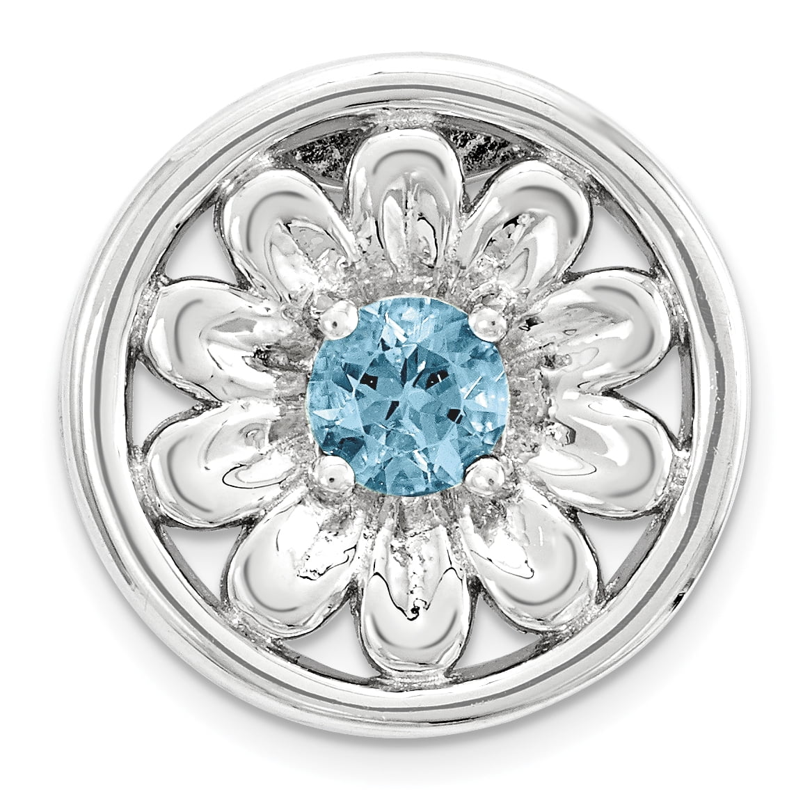Sterling Silver Stackable Expressions Small Topaz Flower Chain Slide Solid Pendants /& Charms Jewelry