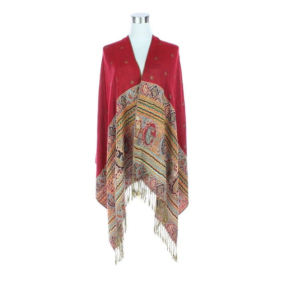 ORIGINAL USA PA051007 Paisley Pashmina Shawl - Red/Multi-Colored