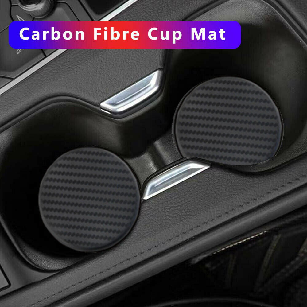 2Pcs/Set Car Vehicle Water Cup Slot Non-Slip Carbon Fiber Look Mat Accessories