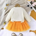 thumbnail image 5 of Girls Winter Dress Set Long Sleeve Ribbed Cartoon Printed Knitted Sweater Top Mesh Short Skirt Set,Z8-Yellow,12-18 Months, 5 of 6